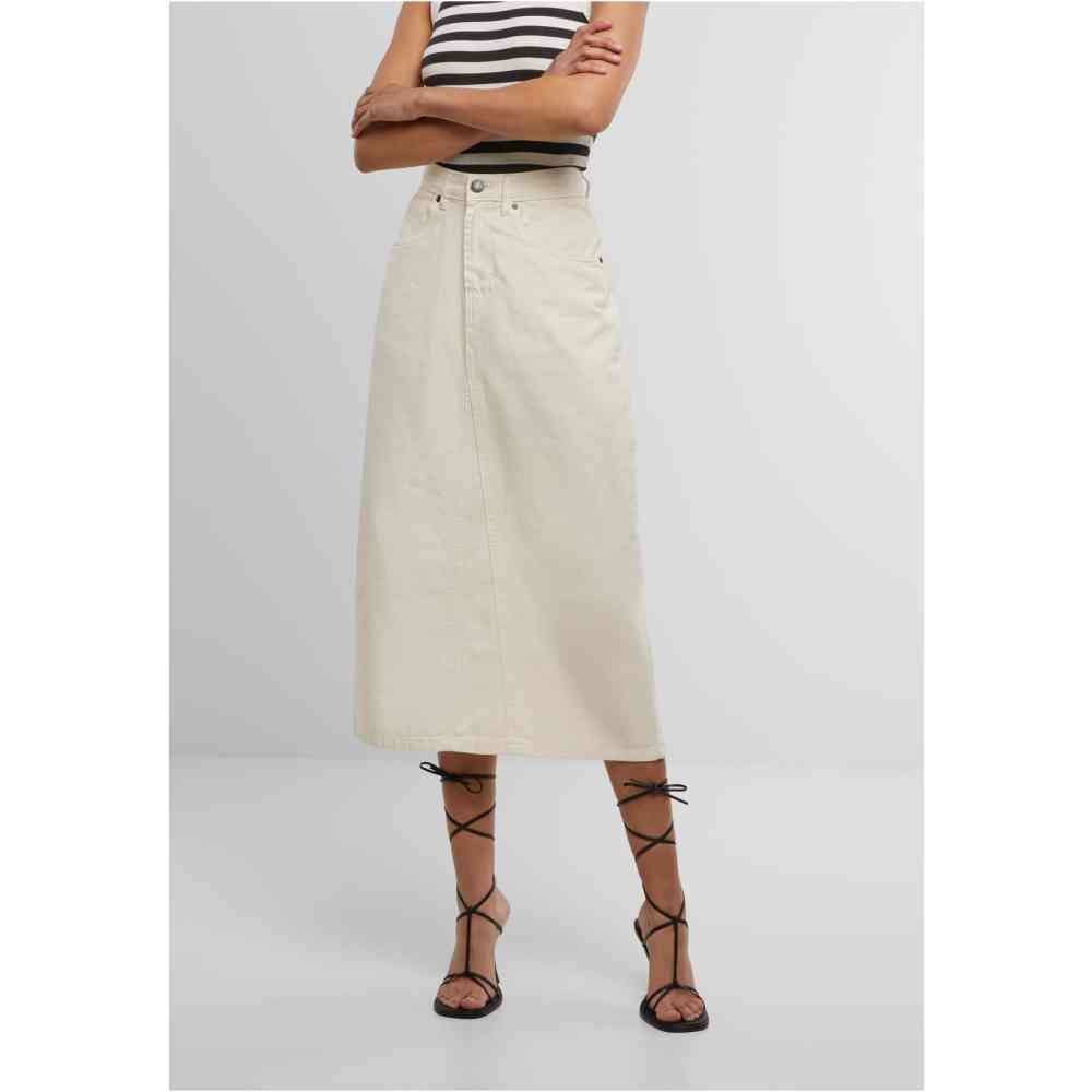 Urban Classics - Soft Denim Midi Lange rok - Creme